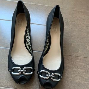 COACH peep toe wedge heels